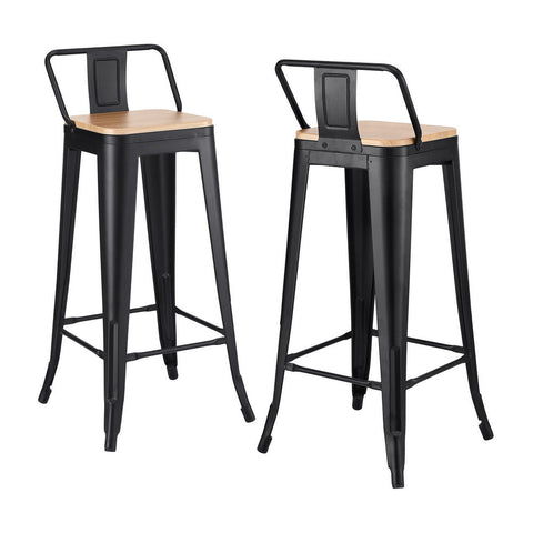 Artiss 2X Bar Stools Kitchen Counter High Chair Dining Stackable Metal Black Benches Bar Stools