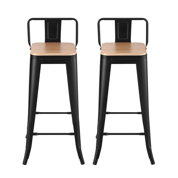 Artiss 2X Bar Stools Kitchen Counter High Chair Dining Stackable Metal Black Benches Bar Stools