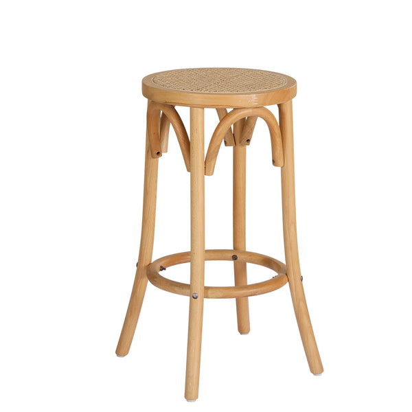 Beech Wood Bar Stool With Rattan Seat 150 Kilogram Capacity Home Furniture Benches Bar Stools