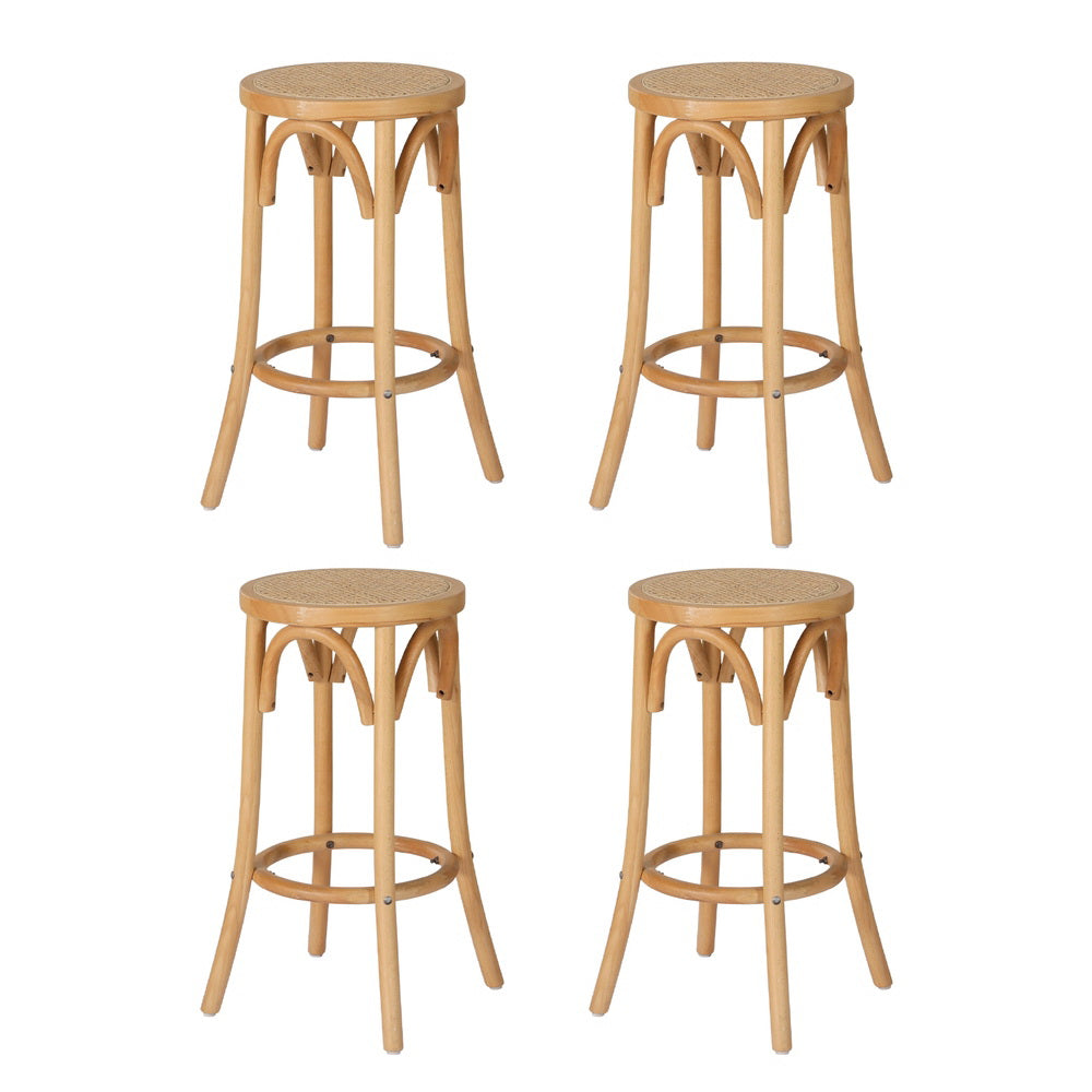 Artiss 4X Bar Stoosl Rattan Seat Benches Bar Stools