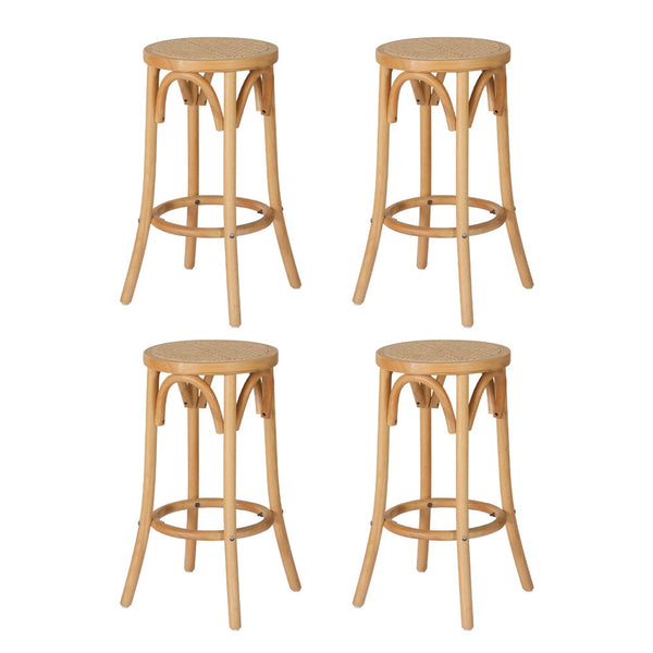 Artiss 4X Bar Stoosl Rattan Seat Benches Bar Stools