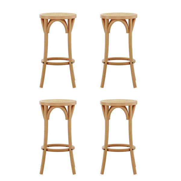 Artiss 4X Bar Stoosl Rattan Seat Benches Bar Stools