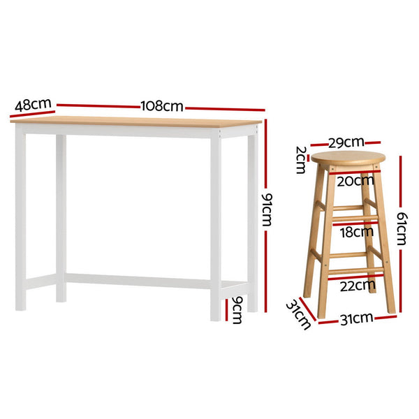 Artiss Bar Table And Stools Set For Kitchen Cafe Dining Bar Tables