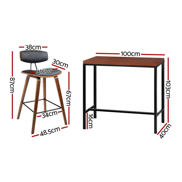 Artiss Bar Table And Stools Set For Kitchen Cafe Dining Bar Tables