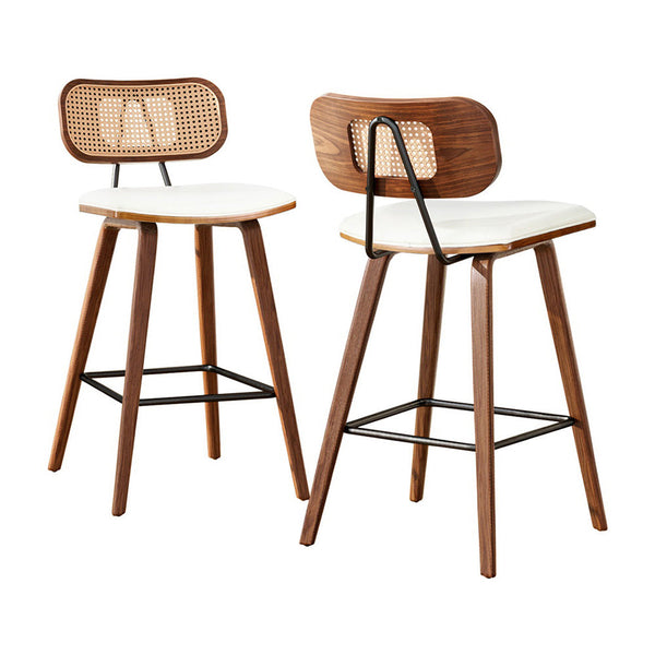 Artiss Bar Stools Kitchen Counter Rattan Chairs Pu Leather Padding Bar Tables