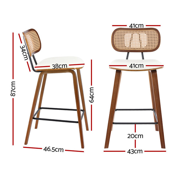 Artiss Bar Stools Kitchen Counter Rattan Chairs Pu Leather Padding Bar Tables