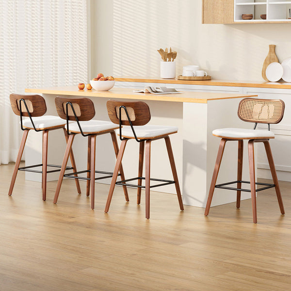 Artiss Bar Stools Kitchen Counter Rattan Chairs Pu Leather Padding Bar Tables