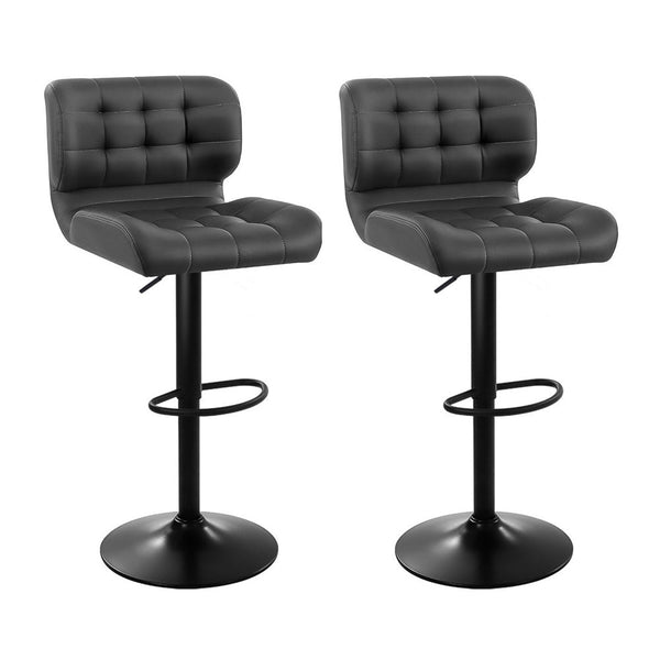 Artiss 2X Bar Stools Gas Lift Leather Padded Grey Benches Bar Stools