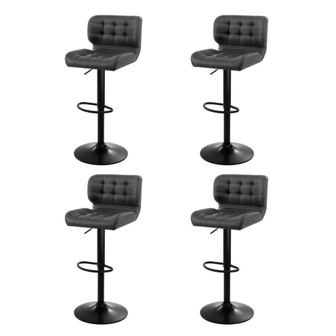 Artiss 4X Bar Stools Gas Lift Leather Padded Grey Benches Bar Stools