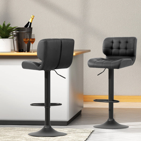 Artiss 4X Bar Stools Gas Lift Leather Padded Grey Benches Bar Stools