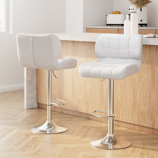 Artiss Bar Stools Gas Lift Leather Padded White Furniture Home And Garden Benches Bar Stools