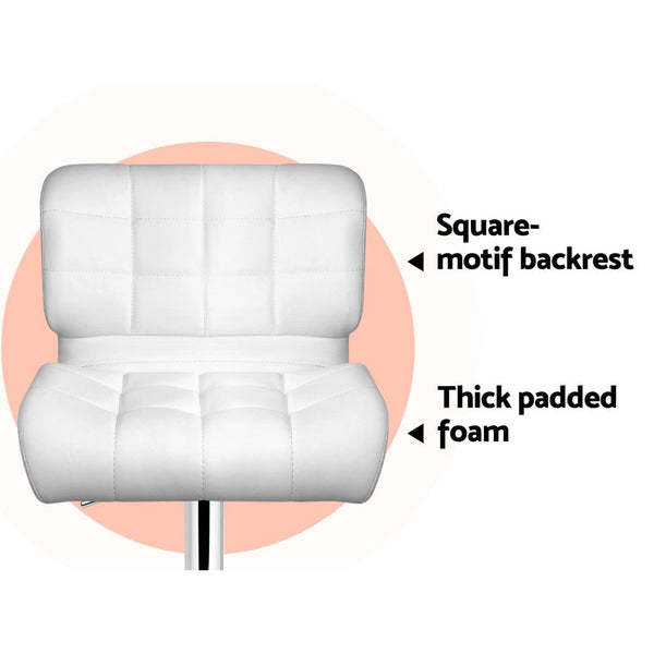 Artiss Bar Stools Gas Lift Leather Padded White Furniture Home And Garden Benches Bar Stools