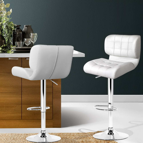 Artiss Bar Stools Gas Lift Leather Padded White Furniture Home And Garden Benches Bar Stools