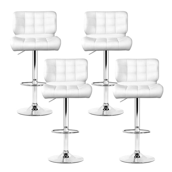 Artiss 4X Bar Stools Gas Lift Leather Padded White Benches Bar Stools