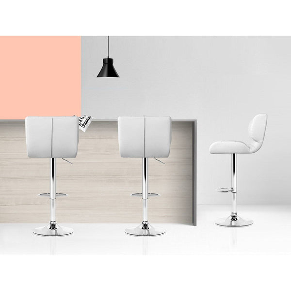 Artiss 4X Bar Stools Gas Lift Leather Padded White Benches Bar Stools