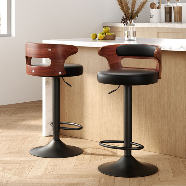 Artiss Bar Stools Set Of Two Gas Lift Faux Leather Furniture For Home And Garden Benches Bar Stools