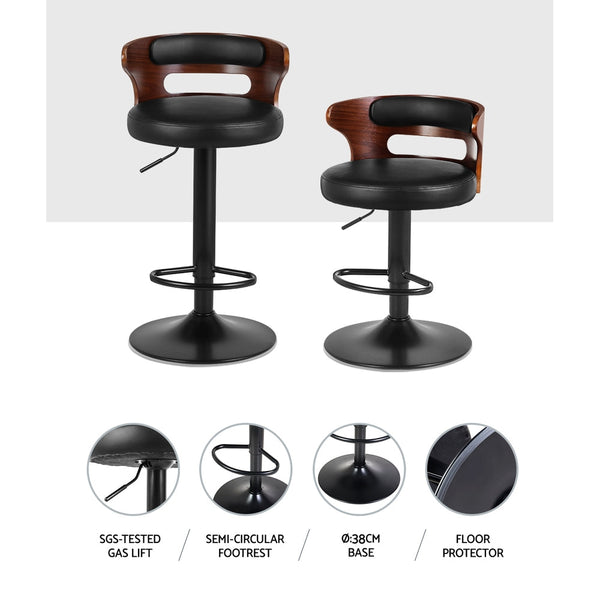 Artiss Bar Stools Set Of Two Gas Lift Faux Leather Furniture For Home And Garden Benches Bar Stools