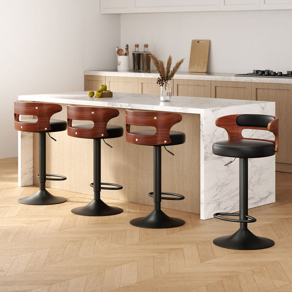 Pu Leather Bar Stools Adjustable Height Swivel Steel Base Home Furniture Set Of Four Benches Bar Stools