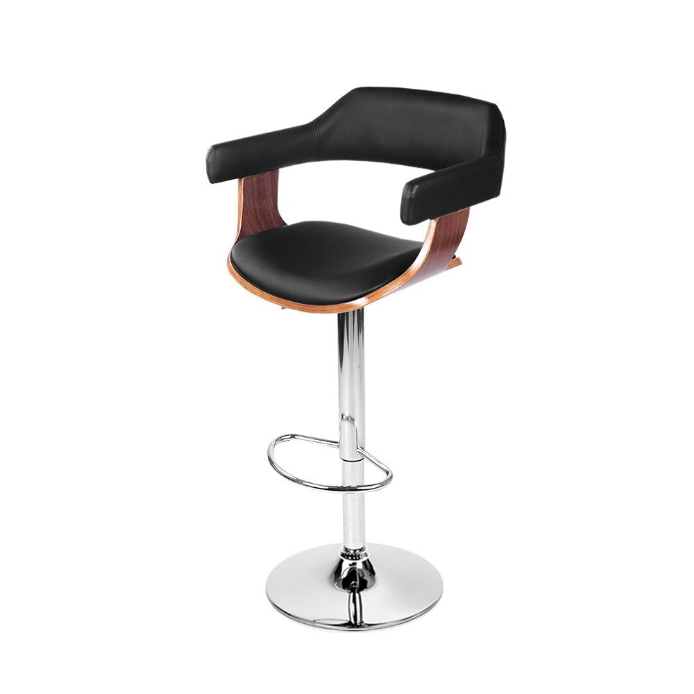 Artiss Bar Stools Gas Lift Leather With Armrest Black Furniture For Home And Garden Benches Bar Stools