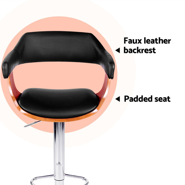 Artiss Bar Stools Set Of Four Gas Lift Leather With Armrest Black Furniture Benches Bar Stools