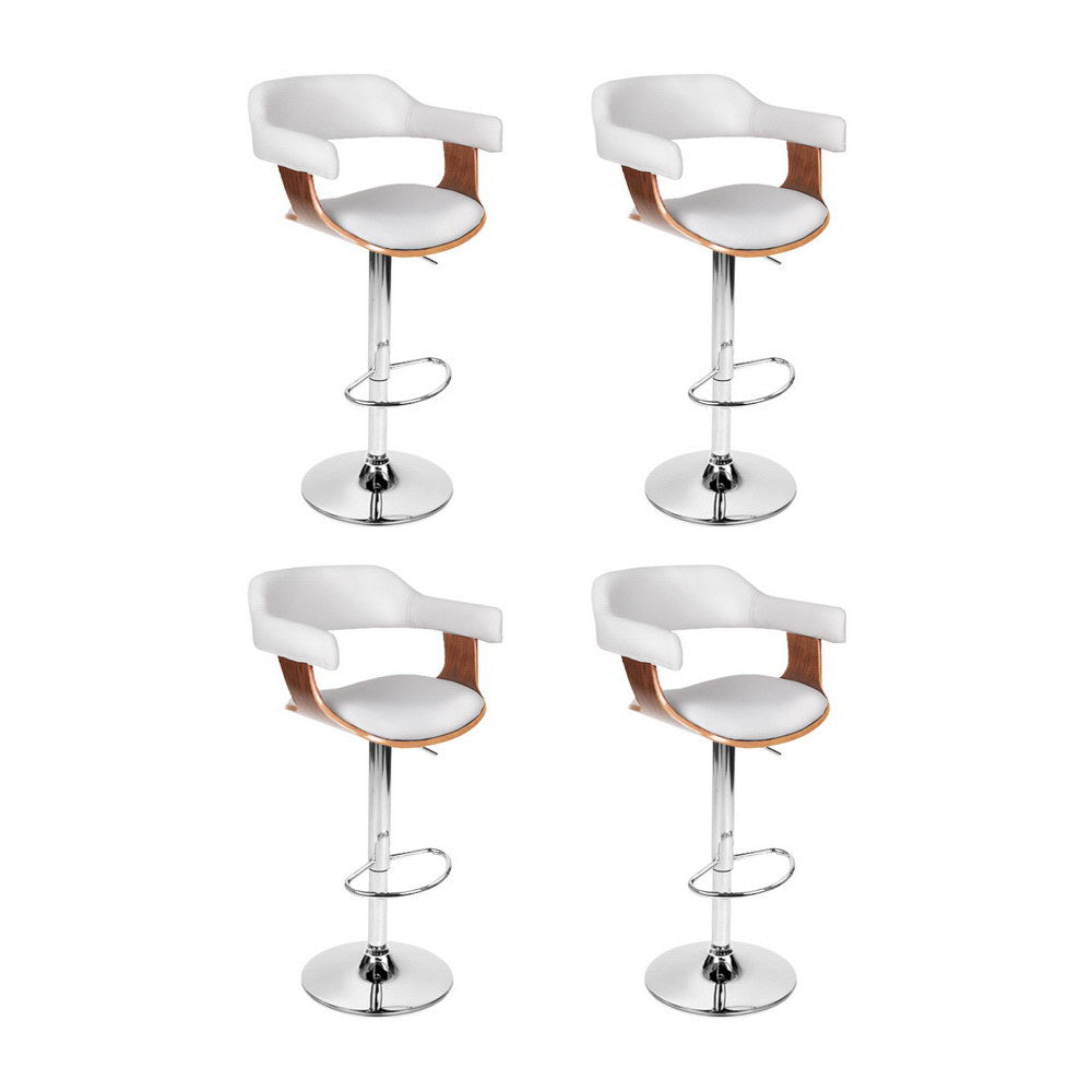 Artiss White Leather Bar Stools With Gas Lift And Armrest Benches Bar Stools