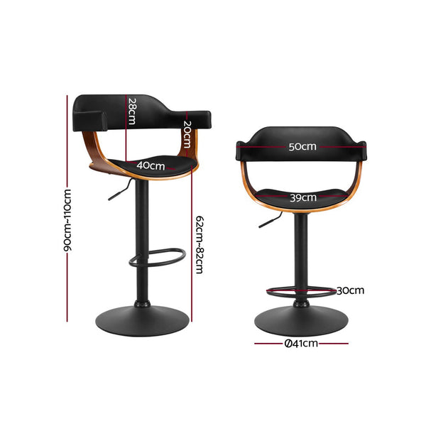Artiss Bar Stools Gas Lift Leather With Armrest Black Furniture For Home And Garden Benches Bar Stools
