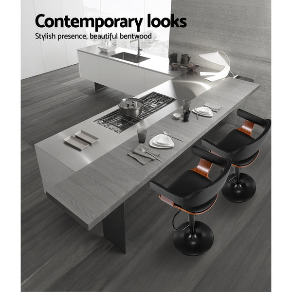 Artiss Bar Stools Gas Lift Leather With Armrest Black Furniture For Home And Garden Benches Bar Stools