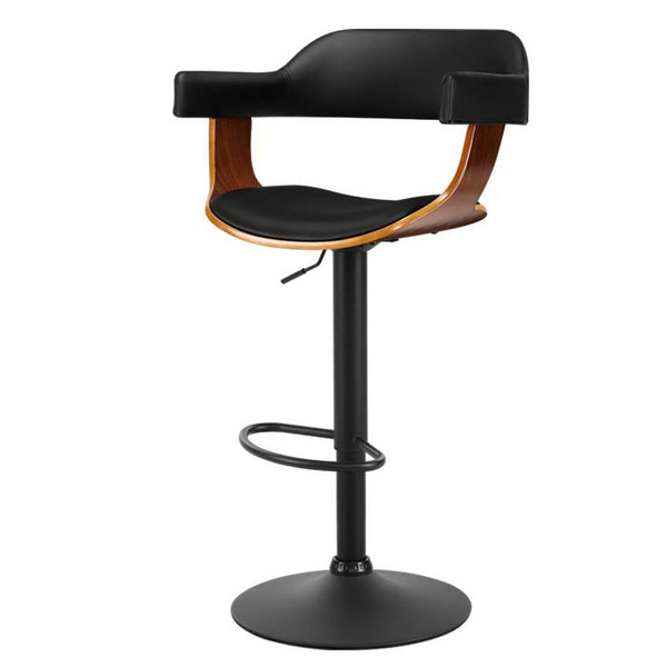 Artiss Bar Stools Gas Lift Leather With Armrest Black Furniture For Home And Garden Benches Bar Stools