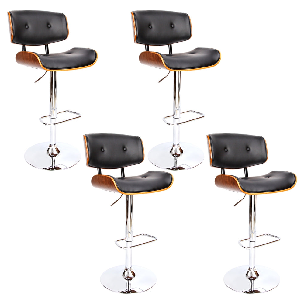Artiss 4X Bar Stools Gas Lift Leather Black Benches Bar Stools