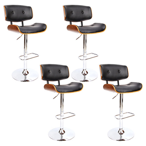 Artiss 4X Bar Stools Gas Lift Leather Black Benches Bar Stools