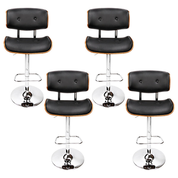 Artiss 4X Bar Stools Gas Lift Leather Black Benches Bar Stools