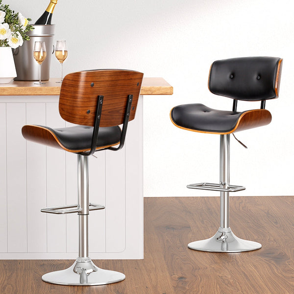 Artiss 4X Bar Stools Gas Lift Leather Black Benches Bar Stools