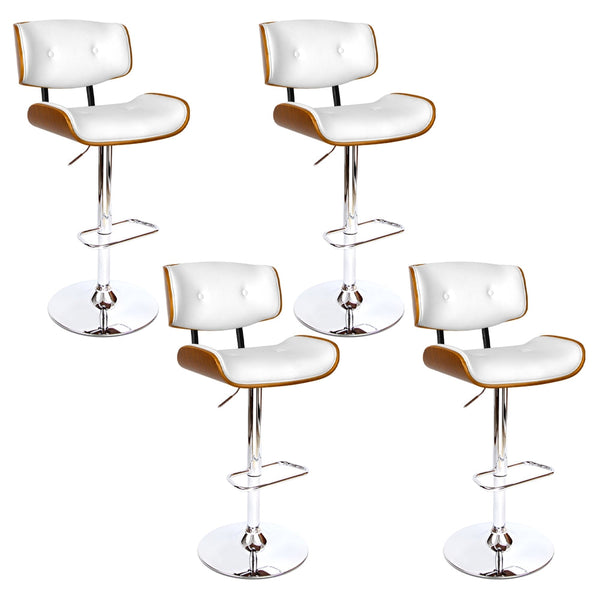 Artiss 4X Bar Stools Gas Lift Leather White Benches Bar Stools