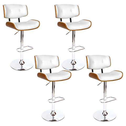 Artiss 4X Bar Stools Gas Lift Leather White Benches Bar Stools