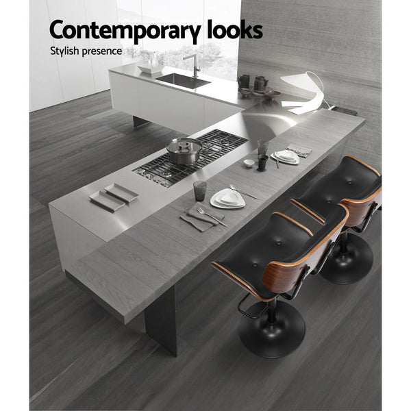 Artiss Bar Stools Gas Lift Leather Black Furniture Home Garden Benches Benches Bar Stools