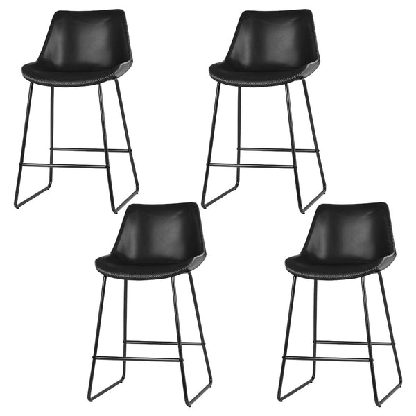 Artiss 4X Bar Stools Leather Padded Metal Legs Black Benches Bar Stools