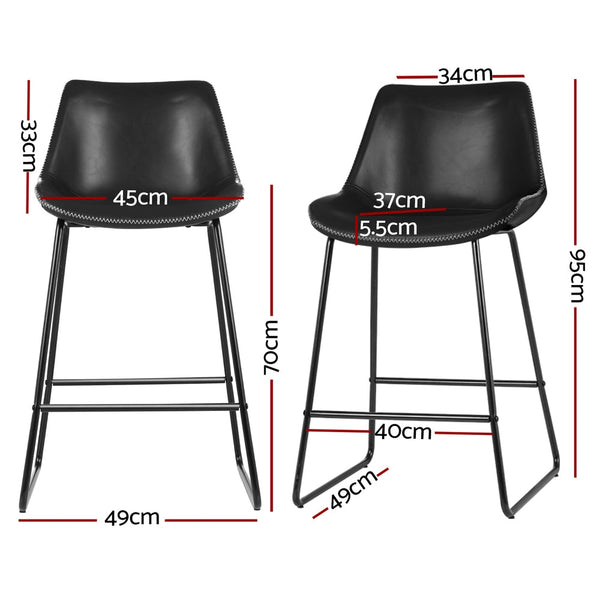 Artiss 4X Bar Stools Leather Padded Metal Legs Black Benches Bar Stools