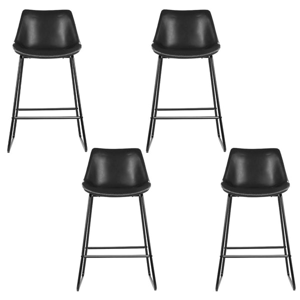 Artiss 4X Bar Stools Leather Padded Metal Legs Black Benches Bar Stools