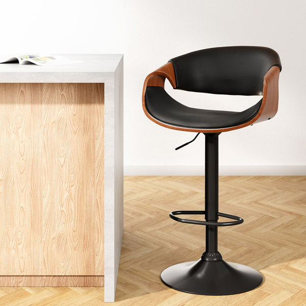 Artiss Leather Bar Stools With Armrest Gas Lift Furniture For Home And Garden Benches Bar Stools
