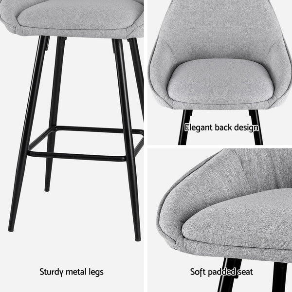 Artiss 2X Bar Stools Upholstered Counter Seat Kitchen Dining Chairs Benches Bar Stools