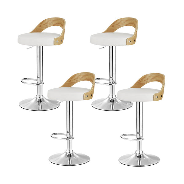Artiss 4X Bar Stools Leather Padded White Benches Bar Stools