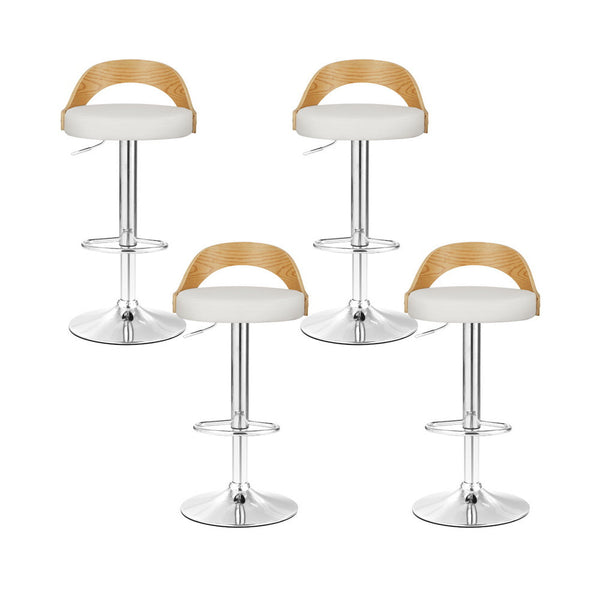 Artiss 4X Bar Stools Leather Padded White Benches Bar Stools