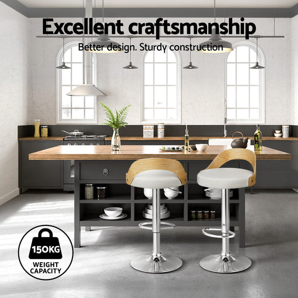 Artiss 4X Bar Stools Leather Padded White Benches Bar Stools