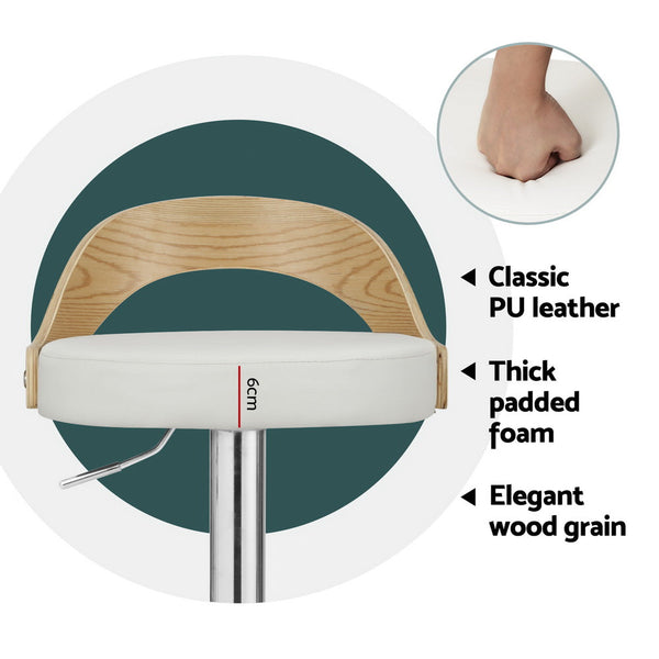 Artiss 4X Bar Stools Leather Padded White Benches Bar Stools