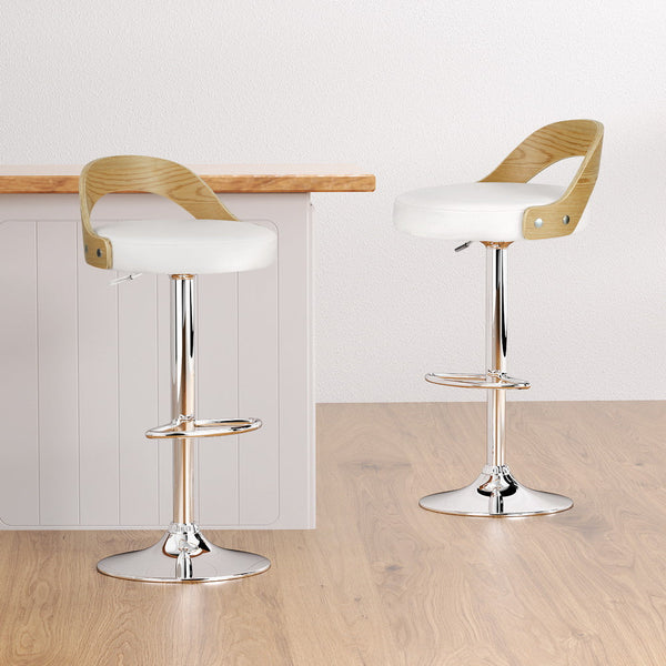 Artiss 4X Bar Stools Leather Padded White Benches Bar Stools