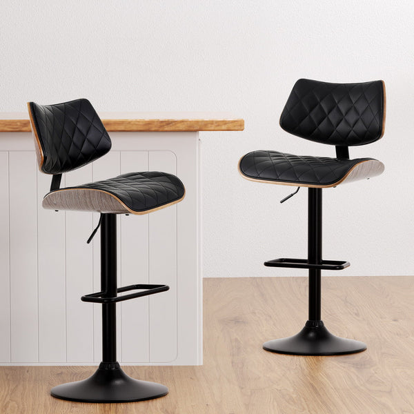 Artiss Bar Stools Kitchen Dining Chairs Gas Lift Leather Black Benches Bar Stools