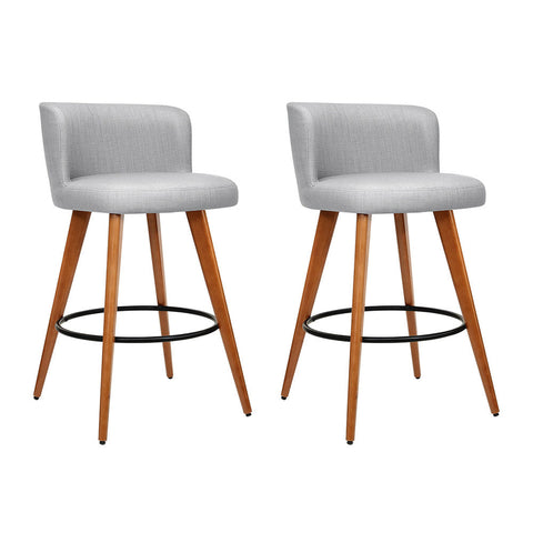 Artiss Bar Stools Set Linen Padded Wooden Grey Furniture For Home And Garden Benches Bar Stools