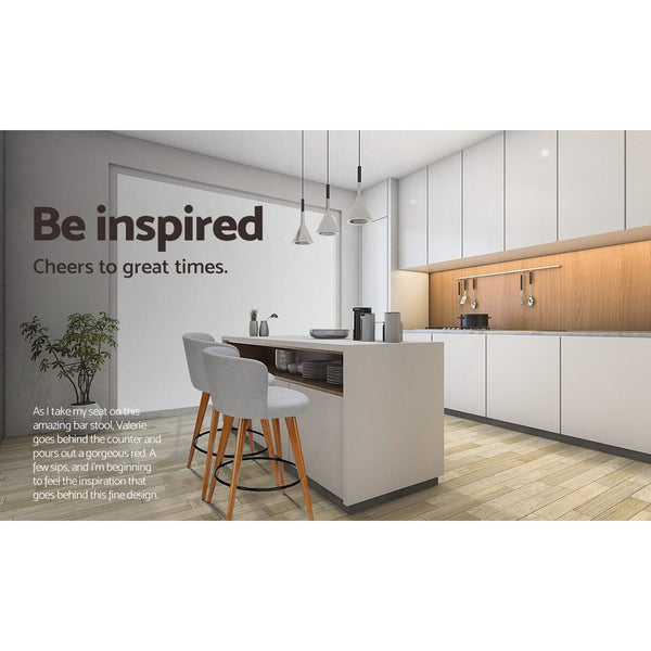 Artiss 4X Bar Stools Linen Padded Wooden Grey Benches Bar Stools