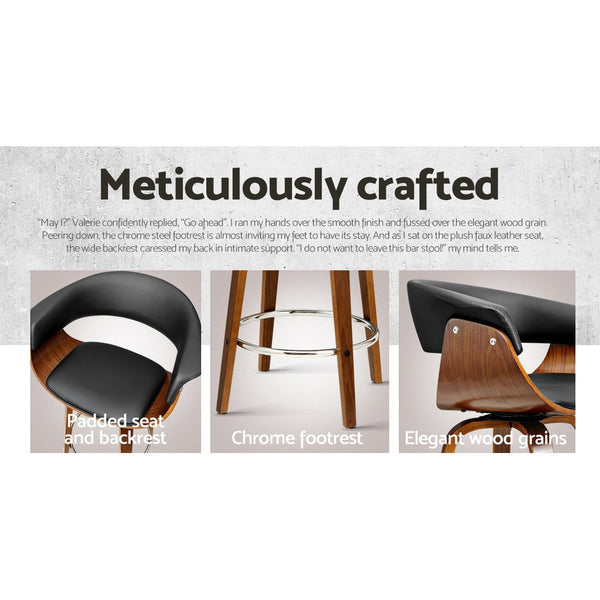 Artiss Bar Stools Swivel Pu Leather Seat Wooden Furniture Home And Garden Benches Bar Stools