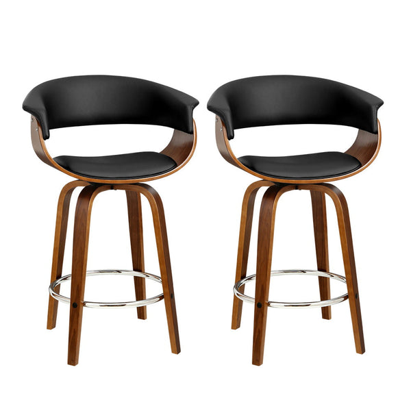 Artiss Bar Stools Swivel Pu Leather Seat Wooden Furniture Home And Garden Benches Bar Stools